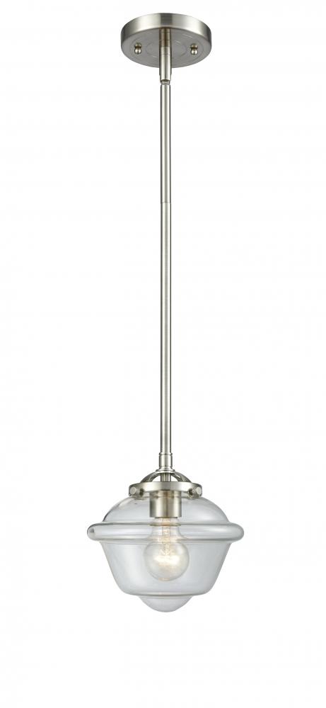 Oxford - 1 Light - 8 inch - Brushed Satin Nickel - Stem hung - Mini Pendant