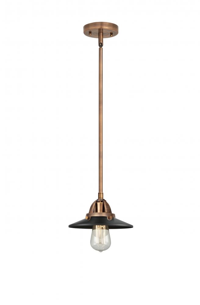 Railroad - 1 Light - 8 inch - Antique Copper - Cord hung - Mini Pendant