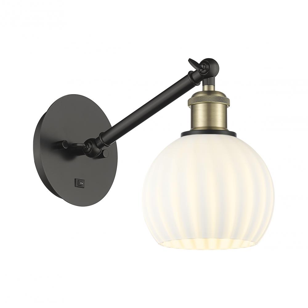 White Venetian - 1 Light - 6 inch - Black Antique Brass - Adjustable Sconce