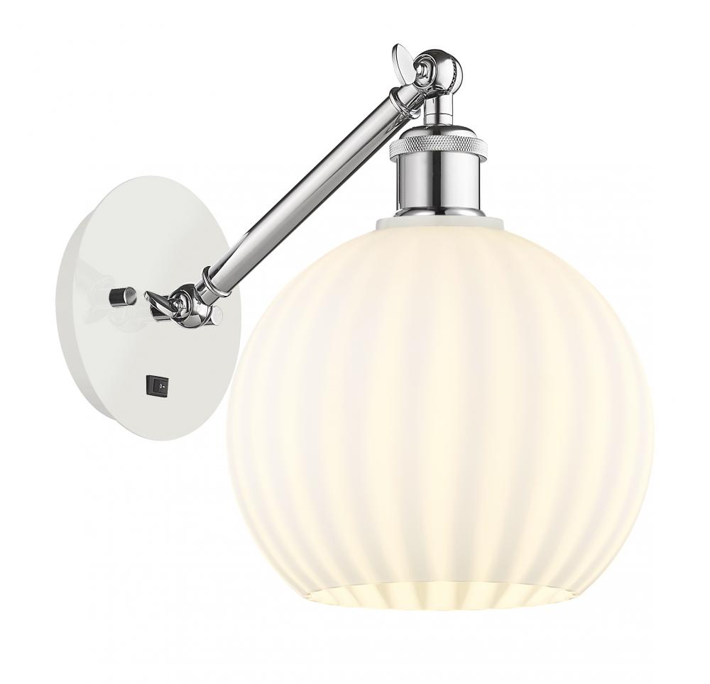 White Venetian - 1 Light - 8 inch - White Polished Chrome - Adjustable Sconce