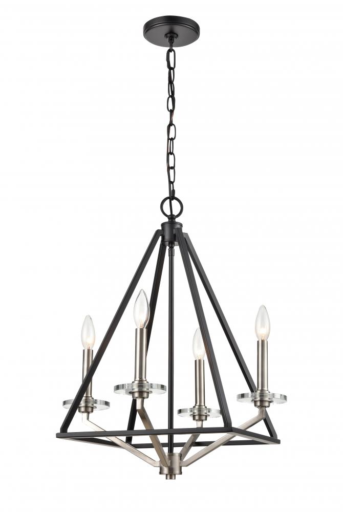 Raleigh - 4 Light - 18 inch - Black Satin Nickel - Chain Hung - Mini Chandelier