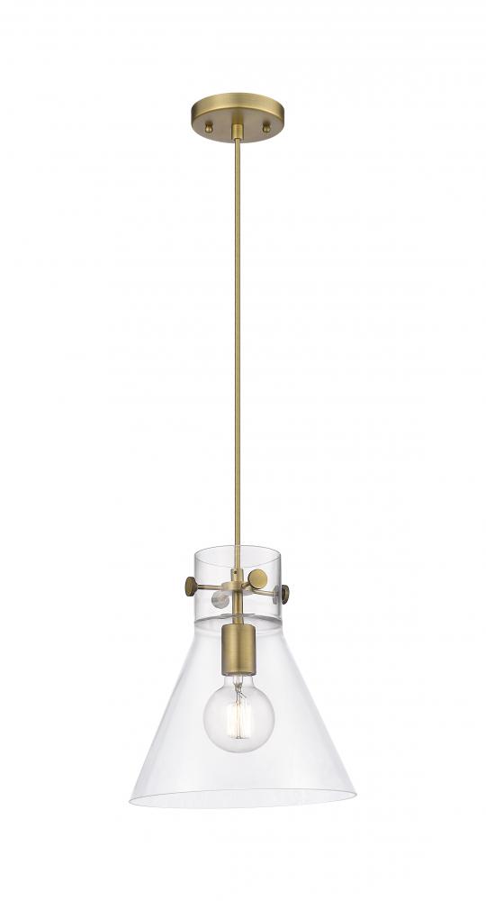 Newton Cone - 1 Light - 10 inch - Brushed Brass - Cord hung - Pendant