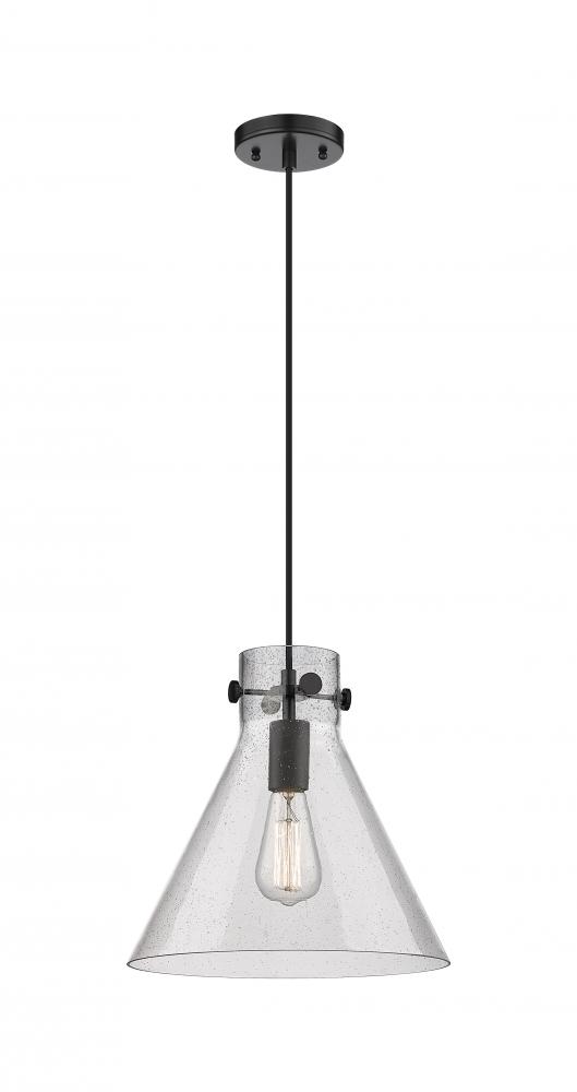 Newton Cone - 1 Light - 12 inch - Matte Black - Cord hung - Pendant