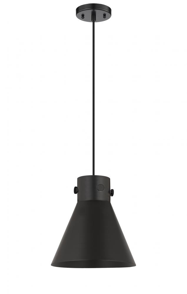 Newton Cone - 1 Light - 10 inch - Matte Black - Cord hung - Pendant