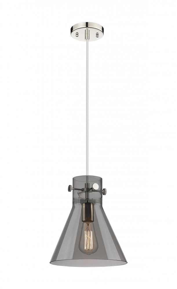 Newton Cone - 1 Light - 10 inch - Polished Nickel - Cord hung - Pendant