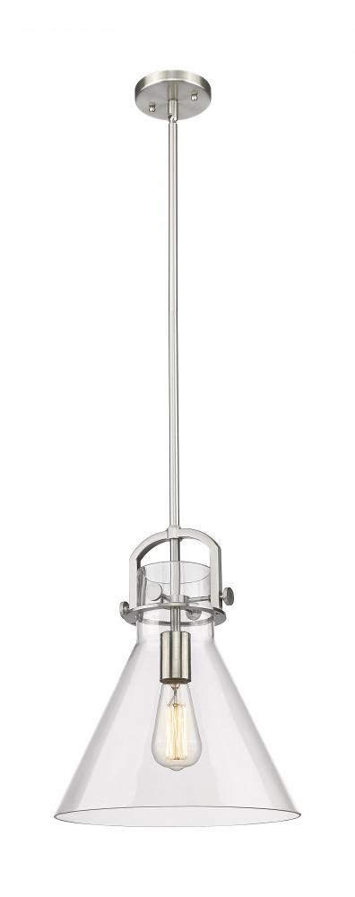 Newton Cone - 1 Light - 12 inch - Satin Nickel - Mini Pendant