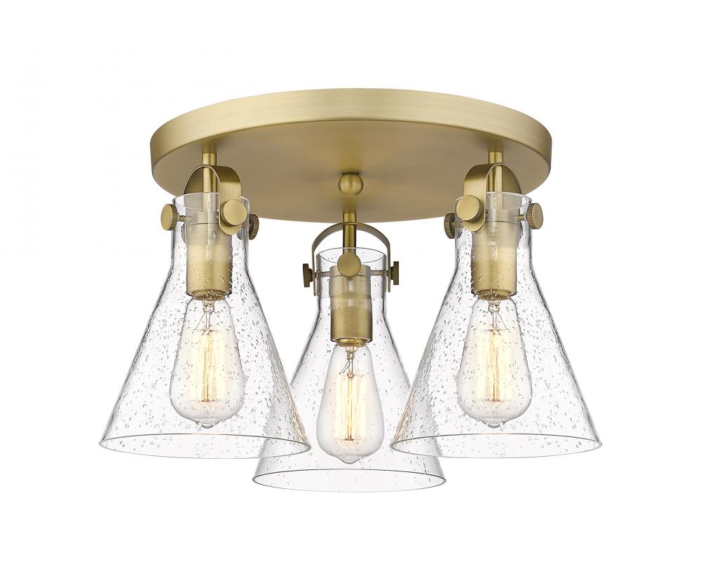 Newton Cone - 3 Light - 18 inch - Brushed Brass - Semi-Flush Mount