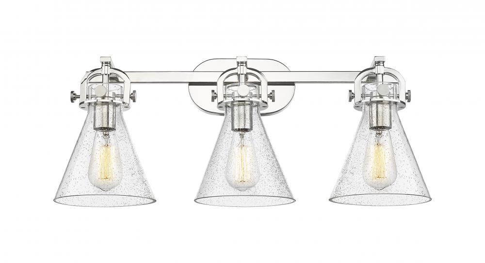Newton Cone - 3 Light - 27 inch - Polished Nickel - Bath Vanity Light