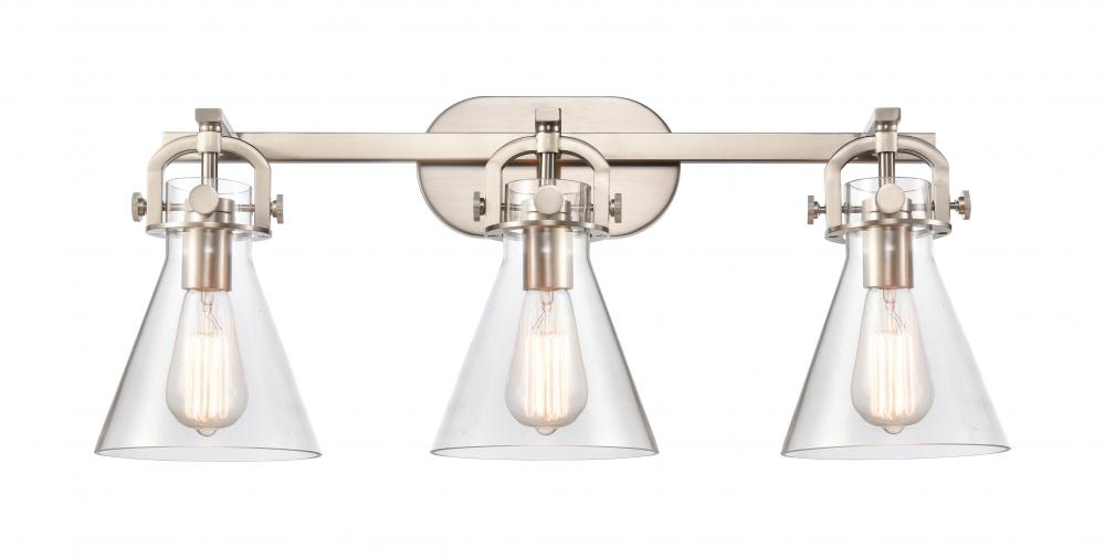 Newton Cone - 3 Light - 27 inch - Satin Nickel - Bath Vanity Light