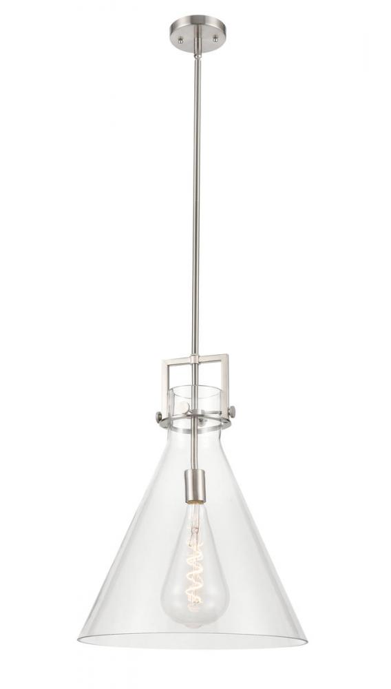 Newton Cone - 1 Light - 16 inch - Brushed Satin Nickel - Stem hung - Pendant