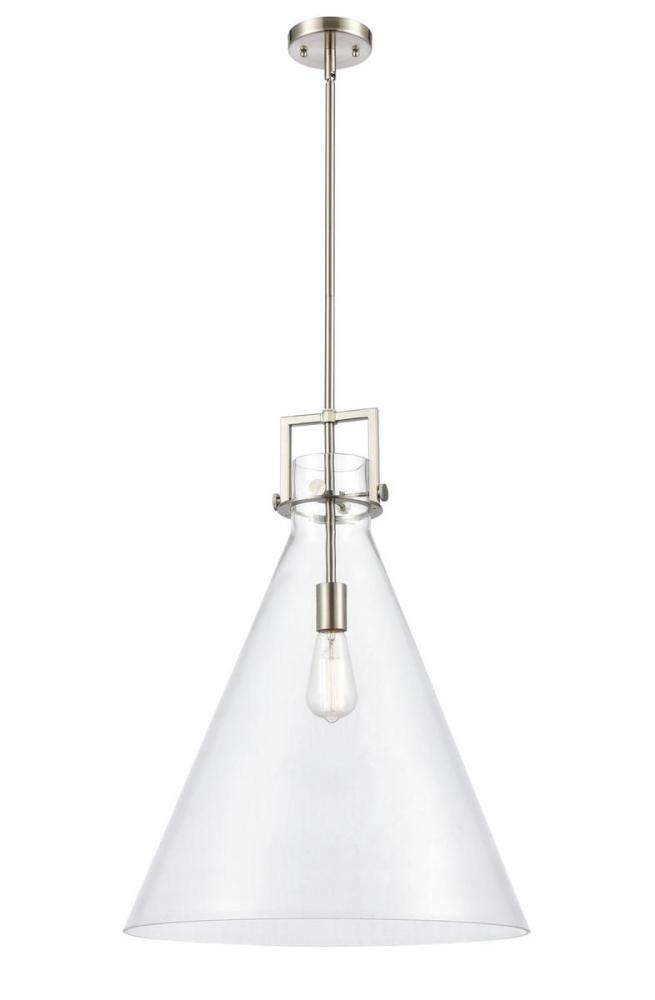Newton Cone - 1 Light - 18 inch - Brushed Satin Nickel - Stem hung - Pendant