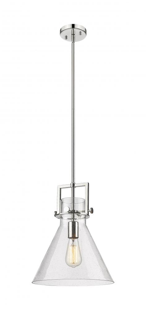 Newton Cone - 1 Light - 12 inch - Polished Nickel - Stem Hung - Mini Pendant