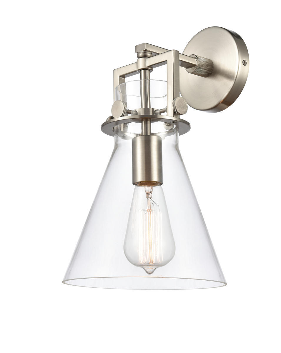 Newton Cone - 1 Light - 8 inch - Brushed Satin Nickel - Sconce