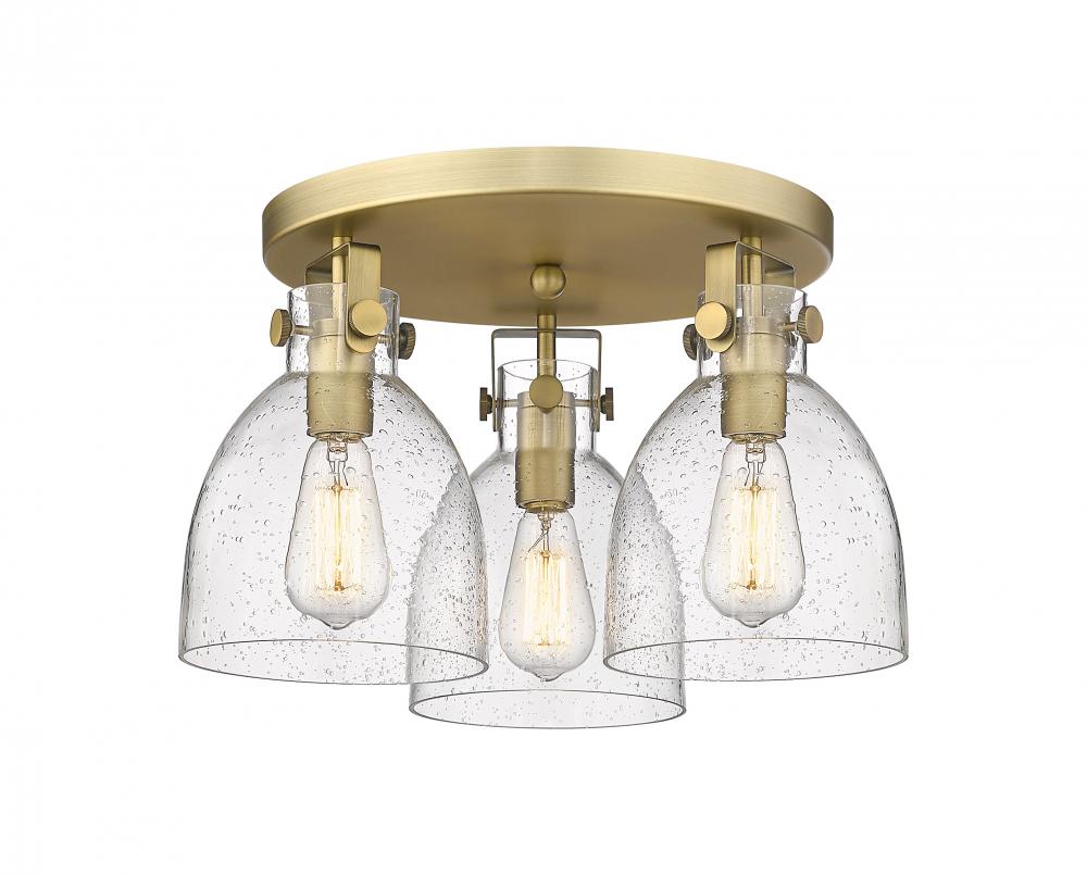 Newton Bell - 3 Light - 18 inch - Brushed Brass - Semi-Flush Mount