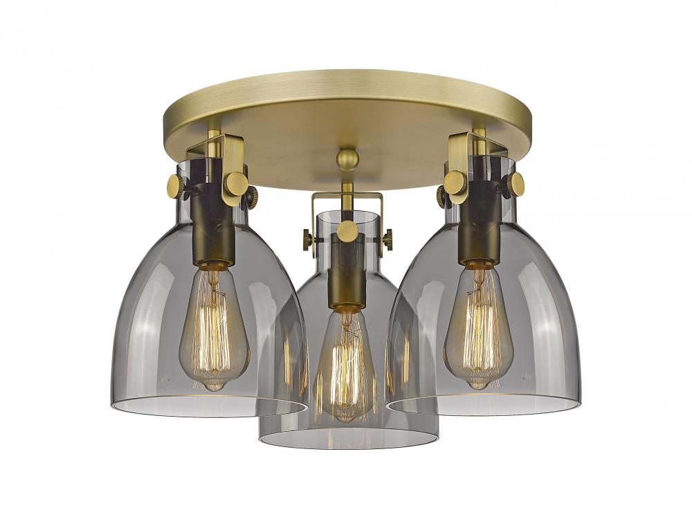 Newton Bell - 3 Light - 18 inch - Brushed Brass - Flush Mount
