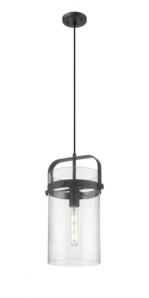 Pilaster - 1 Light - 8 inch Glass - Matte Black - Pendant