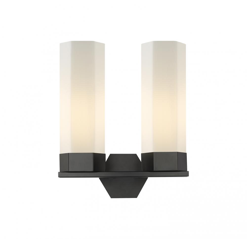 Claverack - 2 Light - 13 inch - Matte Black - Bath Vanity Light