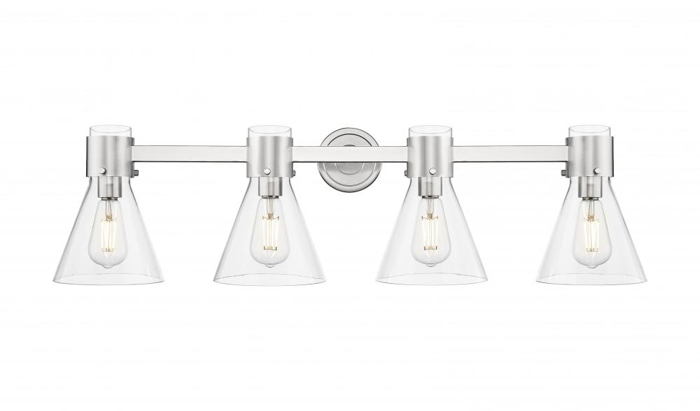 Lawton Cone - 4 Light - 27 inch - Satin Nickel - Bath Vanity Light