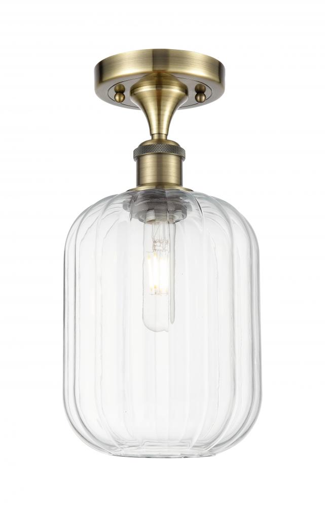 Preston Cylinder - 1 Light - 7 inch - Brushed Brass - Semi-Flush Mount