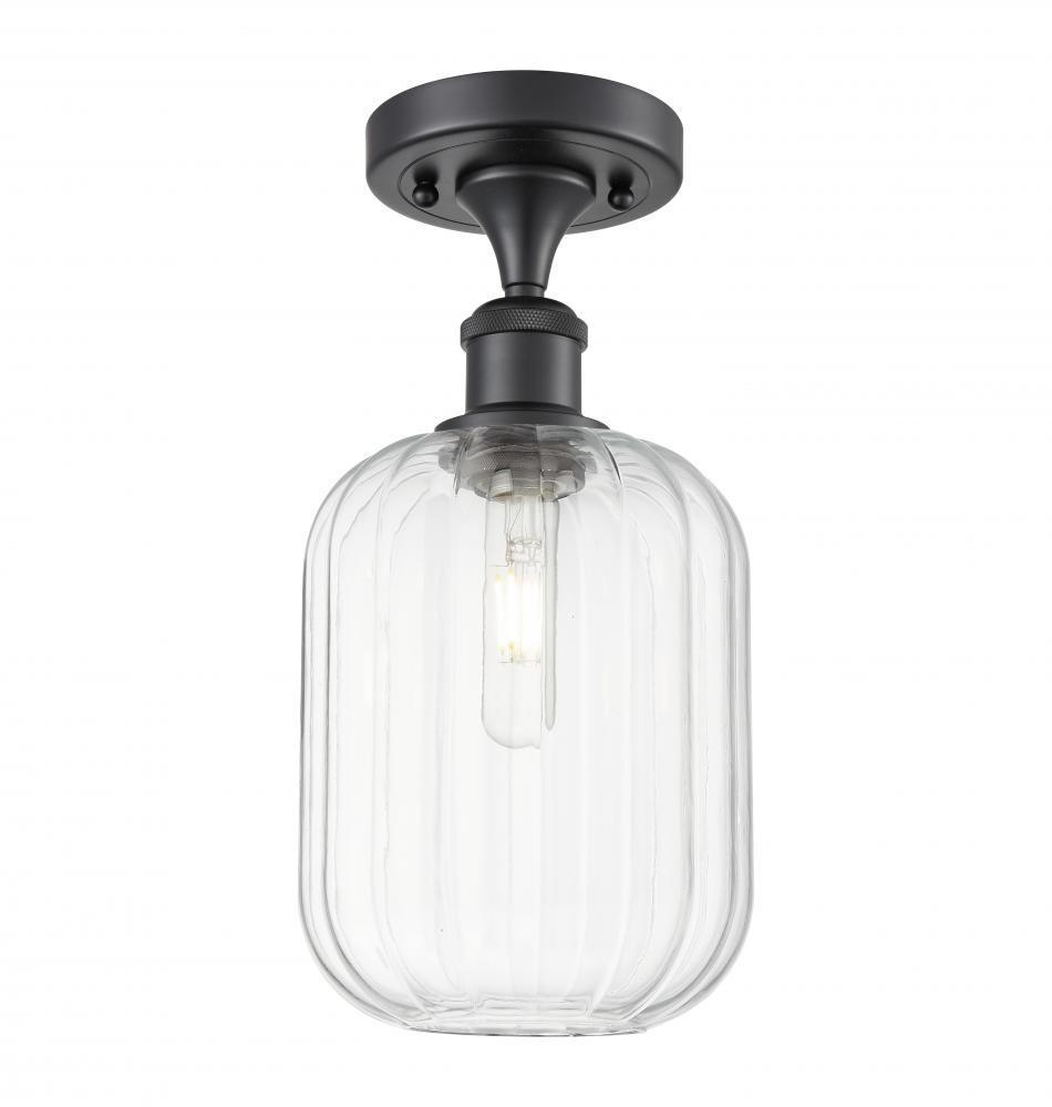 Preston Cylinder - 1 Light - 7 inch - Matte Black - Semi-Flush Mount