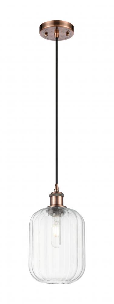 Preston Cylinder - 1 Light - 7 inch - Antique Copper - Cord hung - Mini Pendant