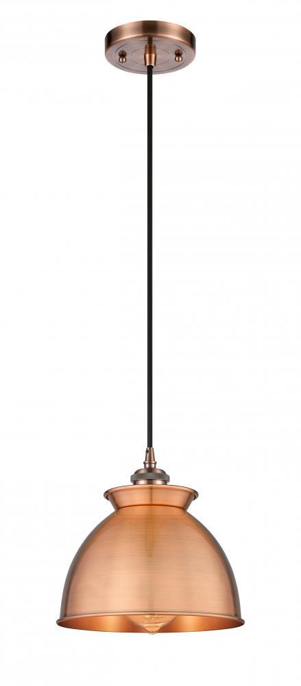 Adirondack - 1 Light - 8 inch - Antique Copper - Cord hung - Mini Pendant