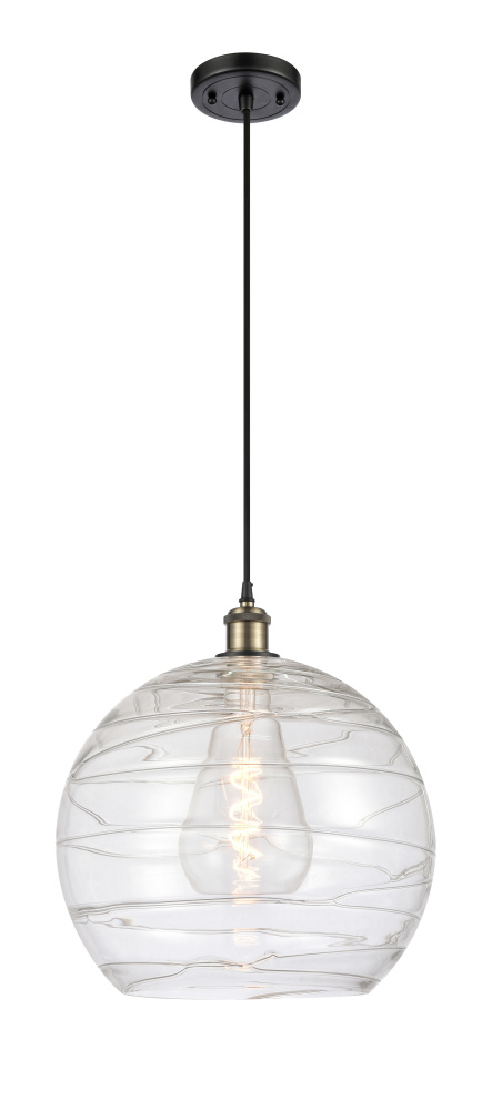 Athens Deco Swirl - 1 Light - 14 inch - Black Antique Brass - Cord hung - Mini Pendant