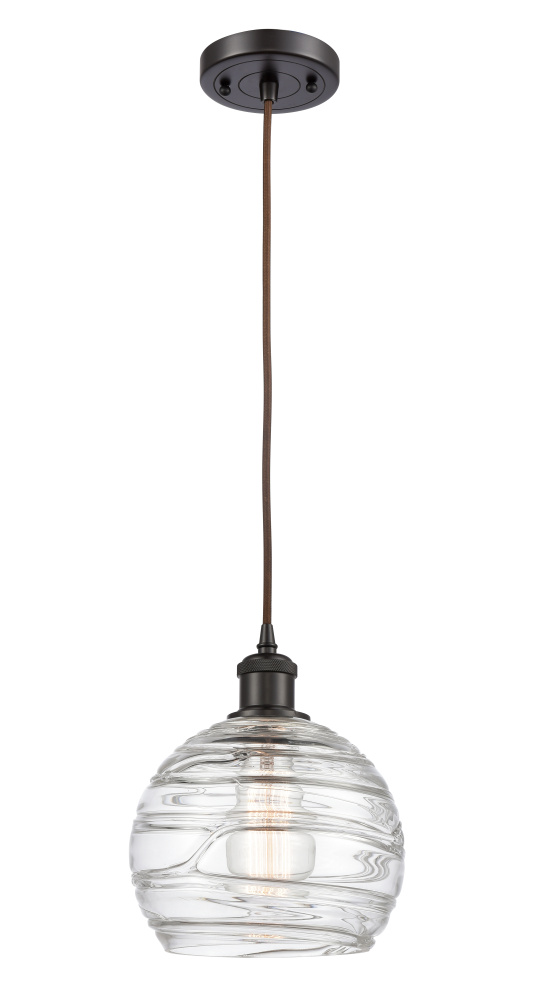 Athens Deco Swirl - 1 Light - 8 inch - Oil Rubbed Bronze - Cord hung - Mini Pendant