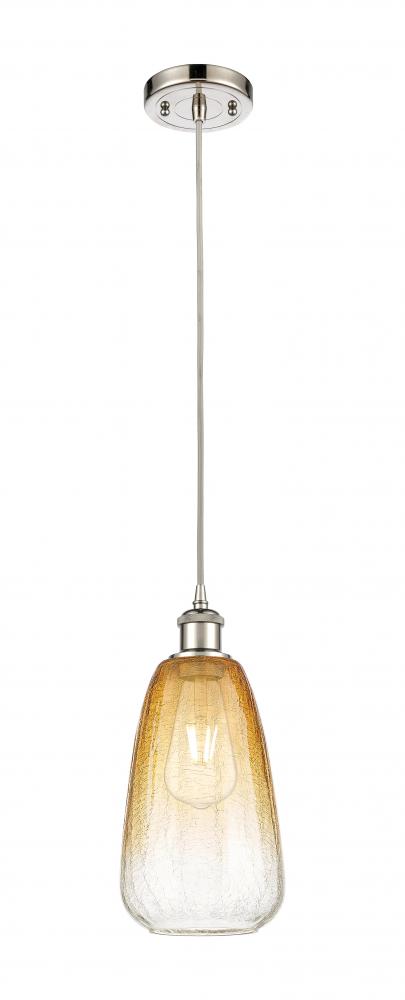 Brookhaven Almond - 1 Light - 6 inch - Polished Nickel - Cord hung - Mini Pendant