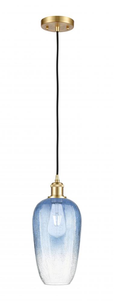 Brookhaven Flute - 1 Light - 7 inch - Satin Gold - Cord hung - Mini Pendant