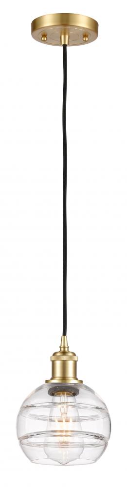 Rochester - 1 Light - 6 inch - Satin Gold - Cord hung - Mini Pendant