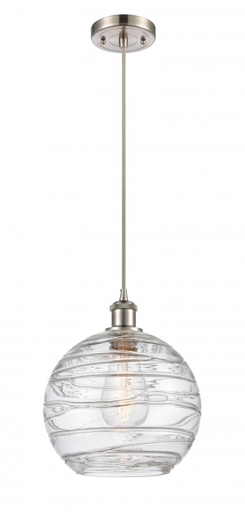 Athens Deco Swirl - 1 Light - 10 inch - Brushed Satin Nickel - Cord hung - Mini Pendant