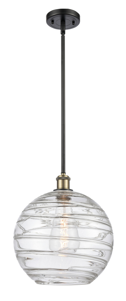 Athens Deco Swirl - 1 Light - 12 inch - Black Antique Brass - Stem hung - Mini Pendant