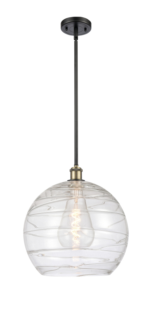 Athens Deco Swirl - 1 Light - 14 inch - Black Antique Brass - Stem hung - Mini Pendant