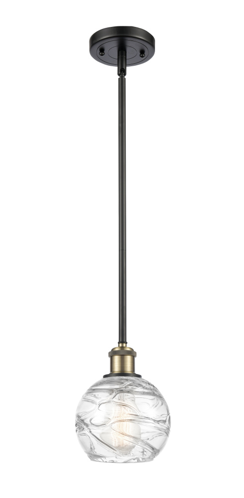 Athens Deco Swirl - 1 Light - 6 inch - Black Antique Brass - Stem hung - Mini Pendant