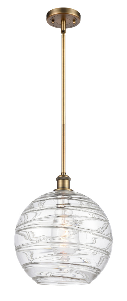 Athens Deco Swirl - 1 Light - 12 inch - Brushed Brass - Stem hung - Mini Pendant