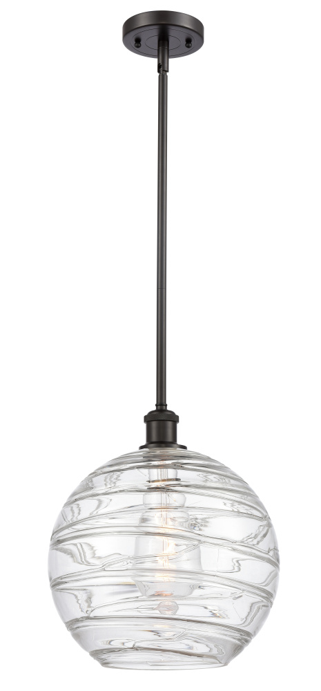 Athens Deco Swirl - 1 Light - 12 inch - Oil Rubbed Bronze - Stem hung - Mini Pendant