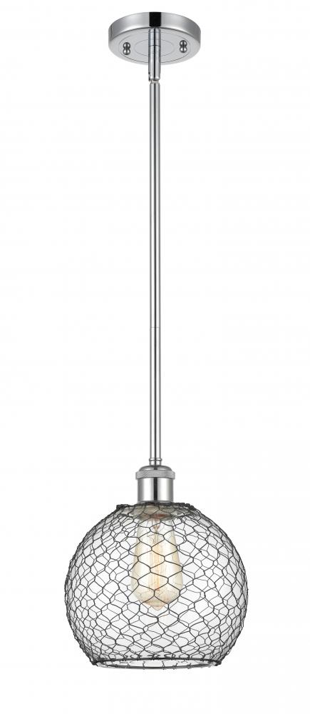 Farmhouse Chicken Wire - 1 Light - 8 inch - Polished Chrome - Mini Pendant