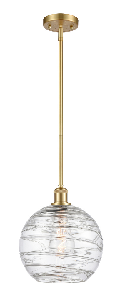 Athens Deco Swirl - 1 Light - 10 inch - Satin Gold - Stem hung - Mini Pendant