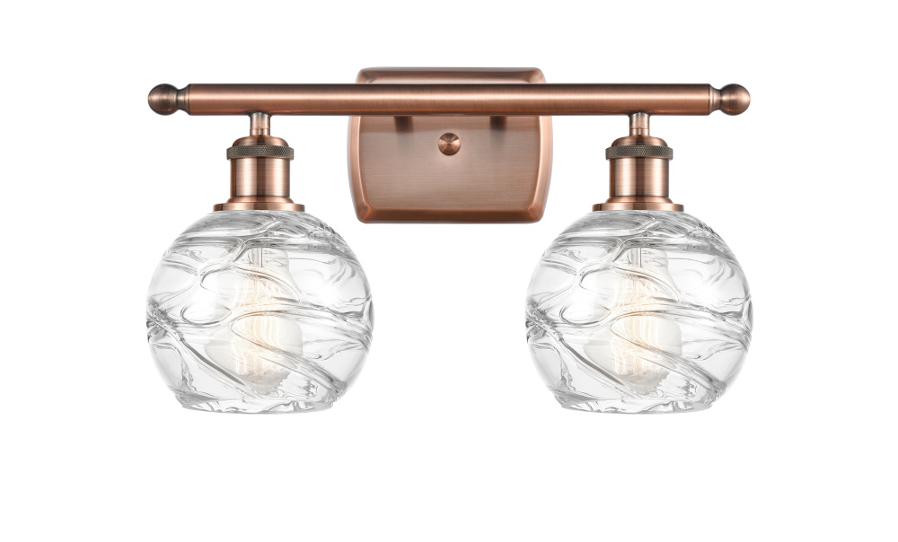 Athens Deco Swirl - 2 Light - 16 inch - Antique Copper - Bath Vanity Light