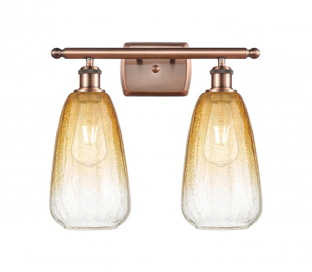 Brookhaven Almond - 2 Light - 16 inch - Antique Copper - Bath Vanity Light