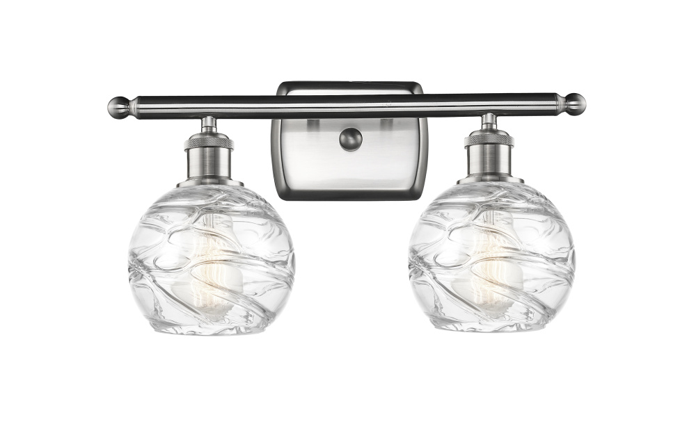 Athens Deco Swirl - 2 Light - 16 inch - Brushed Satin Nickel - Bath Vanity Light