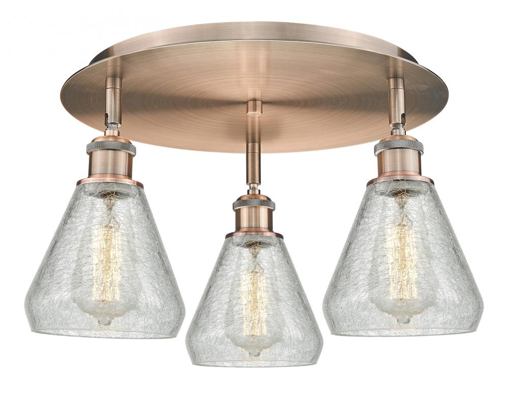 Conesus - 3 Light - 18 inch - Antique Copper - Semi-Flush Mount