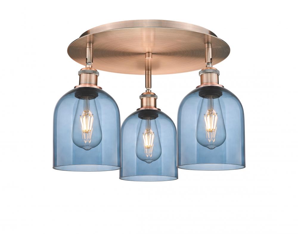 Bella - 3 Light - 17 inch - Antique Copper - Flush Mount