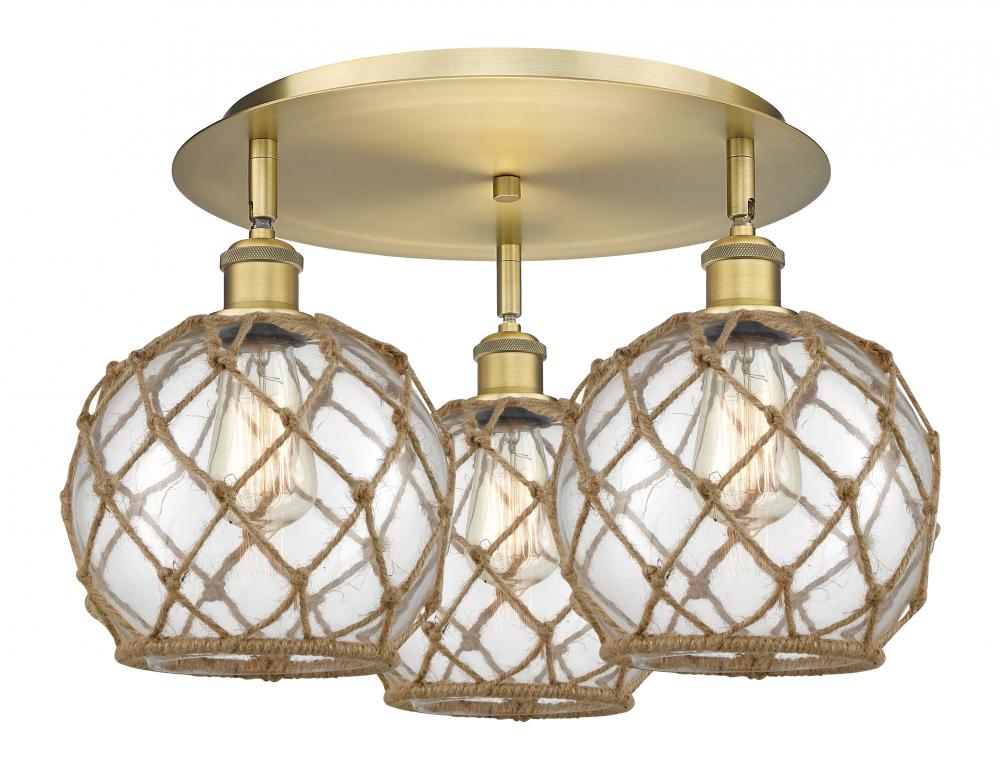 Farmhouse Rope - 3 Light - 20 inch - Brushed Brass - Semi-Flush Mount