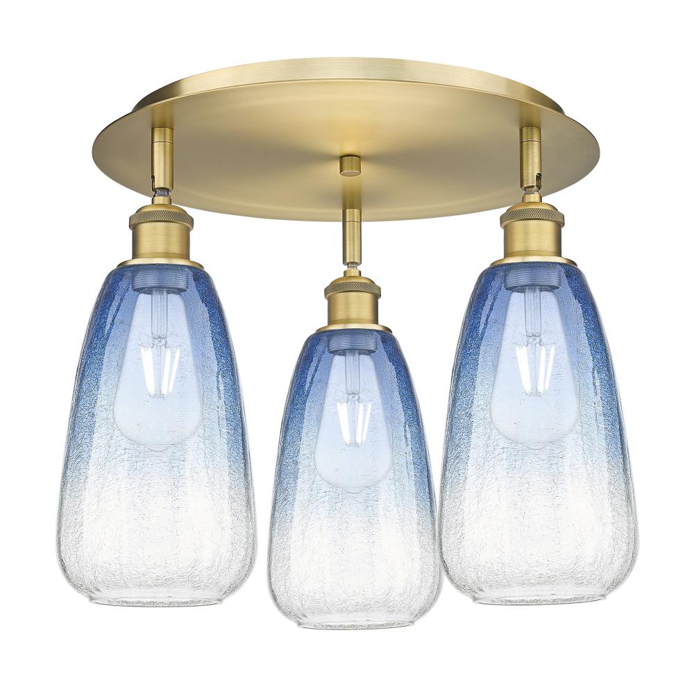 Brookhaven Almond - 3 Light - 18 inch - Brushed Brass - Semi-Flush Mount