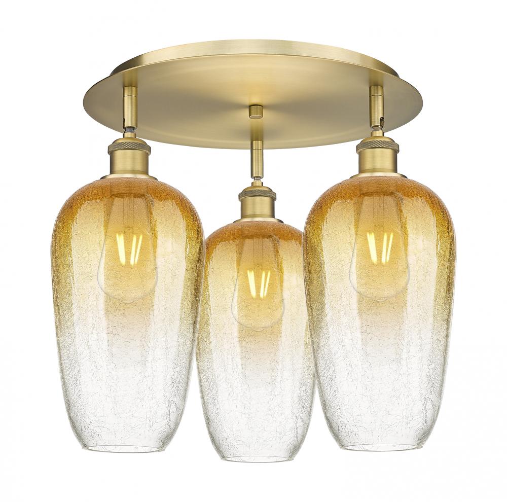 Brookhaven Flute - 3 Light - 19 inch - Brushed Brass - Semi-Flush Mount