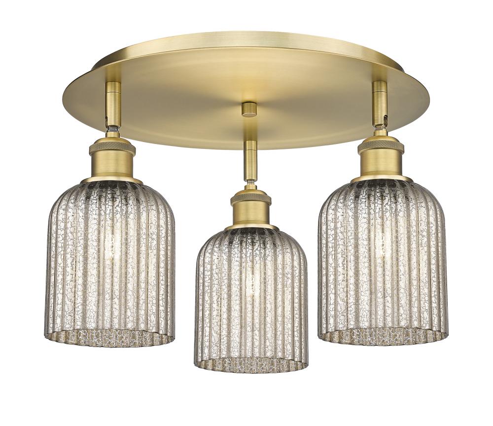 Bridal Veil - 3 Light - 17 inch - Brushed Brass - Semi-Flush Mount