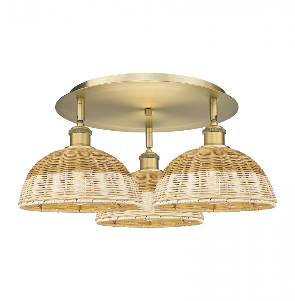 Bristol Natural II - 3 Light - 21 inch - Brushed Brass - Semi-Flush Mount