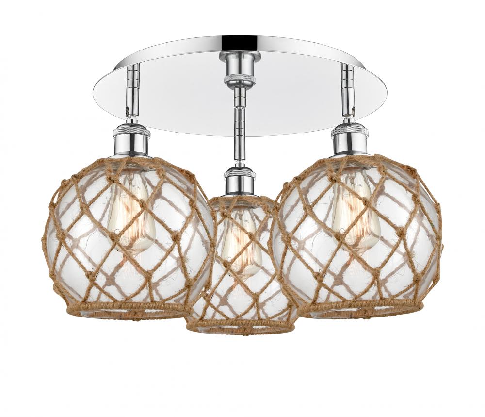 Farmhouse Rope - 3 Light - 20 inch - Polished Chrome - Flush Mount